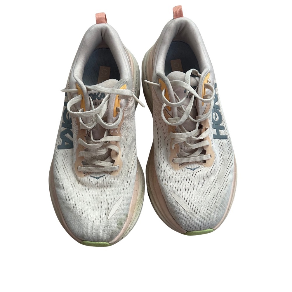 Hoka Women's Cream Athletic Shoes View 2